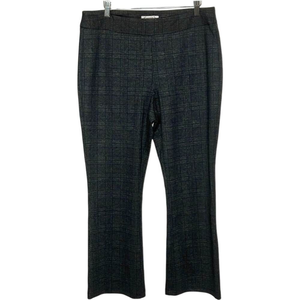 NANETTE LEPORE Black Gray Check Knit Elastic Waist High-Rise Pants size L.
